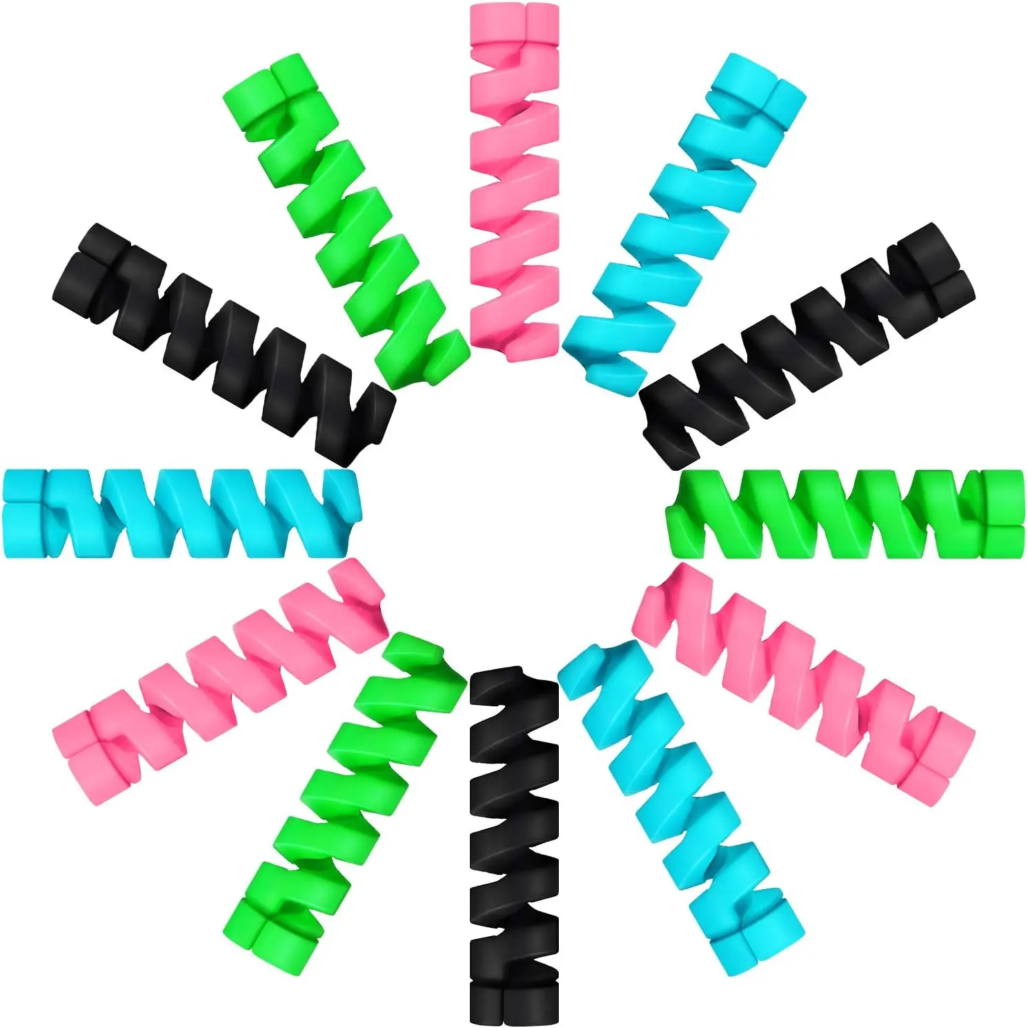 24 Pieces Charger Cable Saver, Silicone Flexible Cable Wire Protector, Mouse Cable Protector, Suit for All Cellphone Data Lines (6 Black, 6 Pink, 6 Blue, 6 Green)