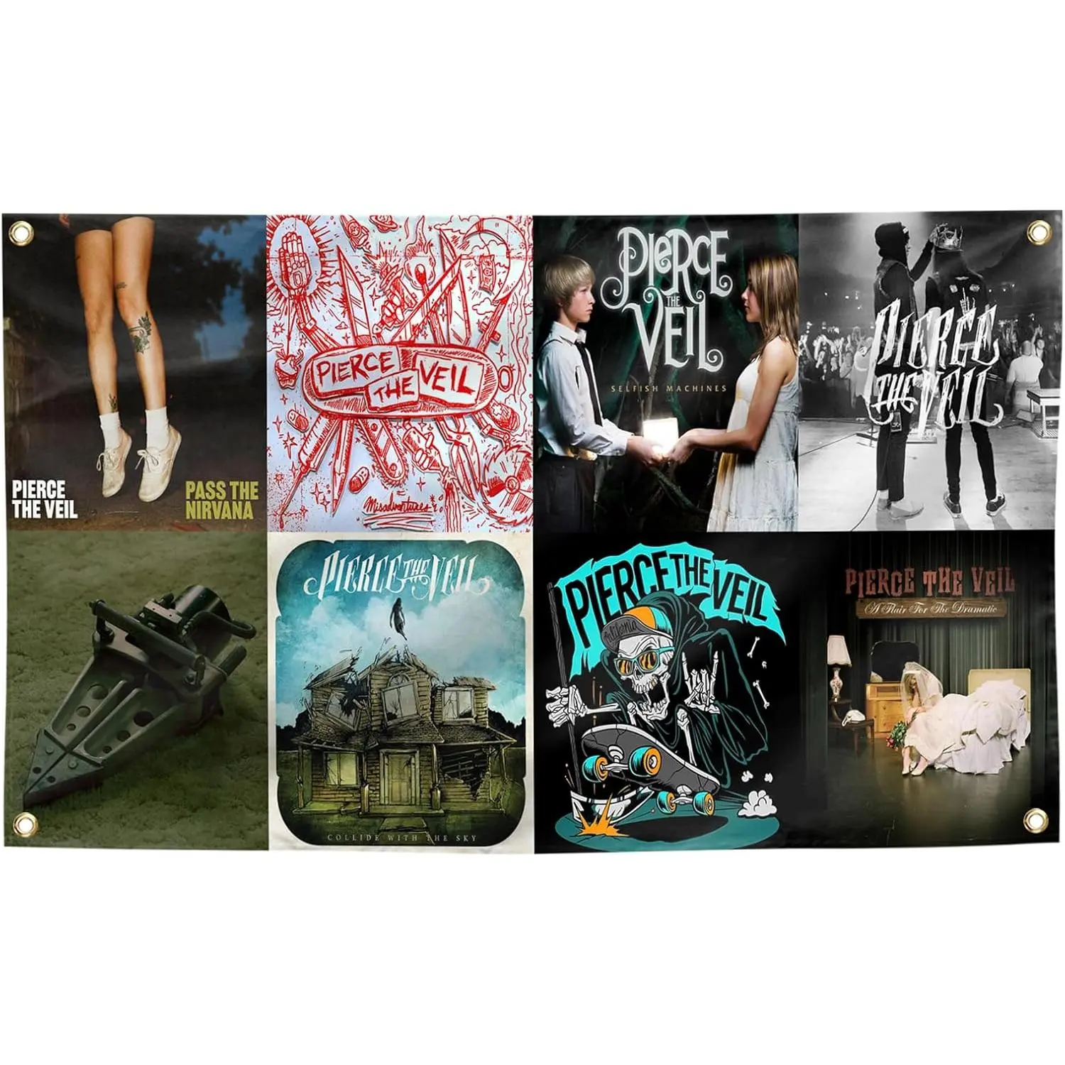 Pierce The Veil American Rock Band Music Album 3x5Ft Flag Art Background Wall Hanging for Home Decoration Bedroom Living Room University Dormitory