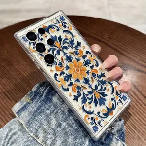 Bohemian Floral Design Aesthetic Beautiful Phone Case for Samsung Galaxy S25/S24/S23/S22/S21 Plus Ultra/S23+/S23 FE/S22+/S21+/S21 FE/Note