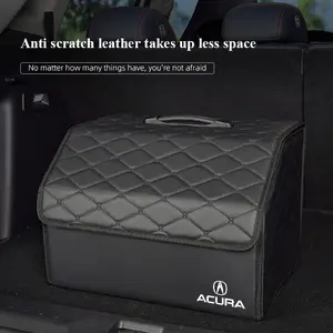 Car Trunk Organizer Box Foldable Storage Bin Leather Suitcase For Acura ADX RDX ZDX Integra NSX MDX TLX CDX ILX RLX TL RL