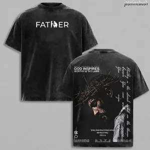 FATHER , FORGIVE THEM Vintage Jesus Christian Oversized T-Shirt, God Inspires Faith Graphic Tee, Religious Streetwear, Gospel Worship Shirt