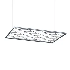 2' X 6' Constellation Galaxy Matrix Horizontal Chandelier With Double-Sided LED Hubs And Crystal Lenses
