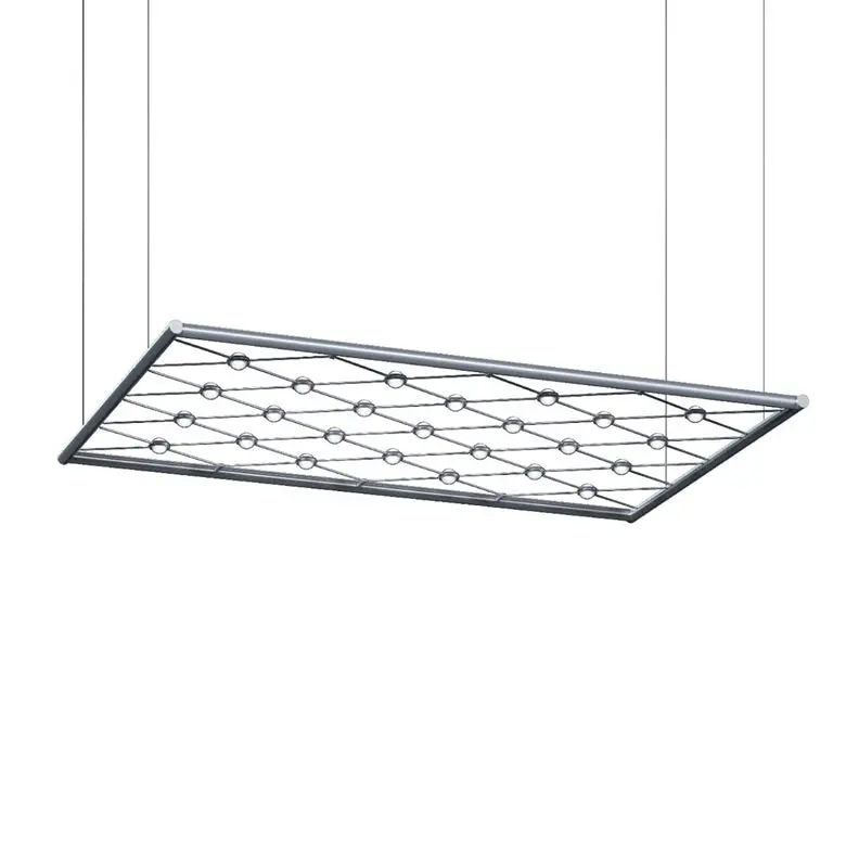 2' X 6' Constellation Galaxy Matrix Horizontal Chandelier With Double-Sided LED Hubs And Crystal Lenses