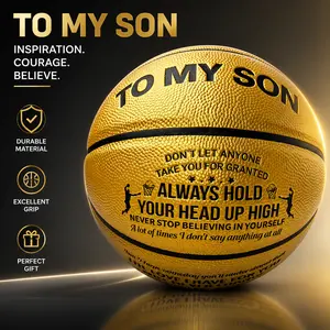 basketball,To My Son Basketball with Inspirational Sayings - Durable Golden Basketball, Perfect Gift for Basketball Loving Son