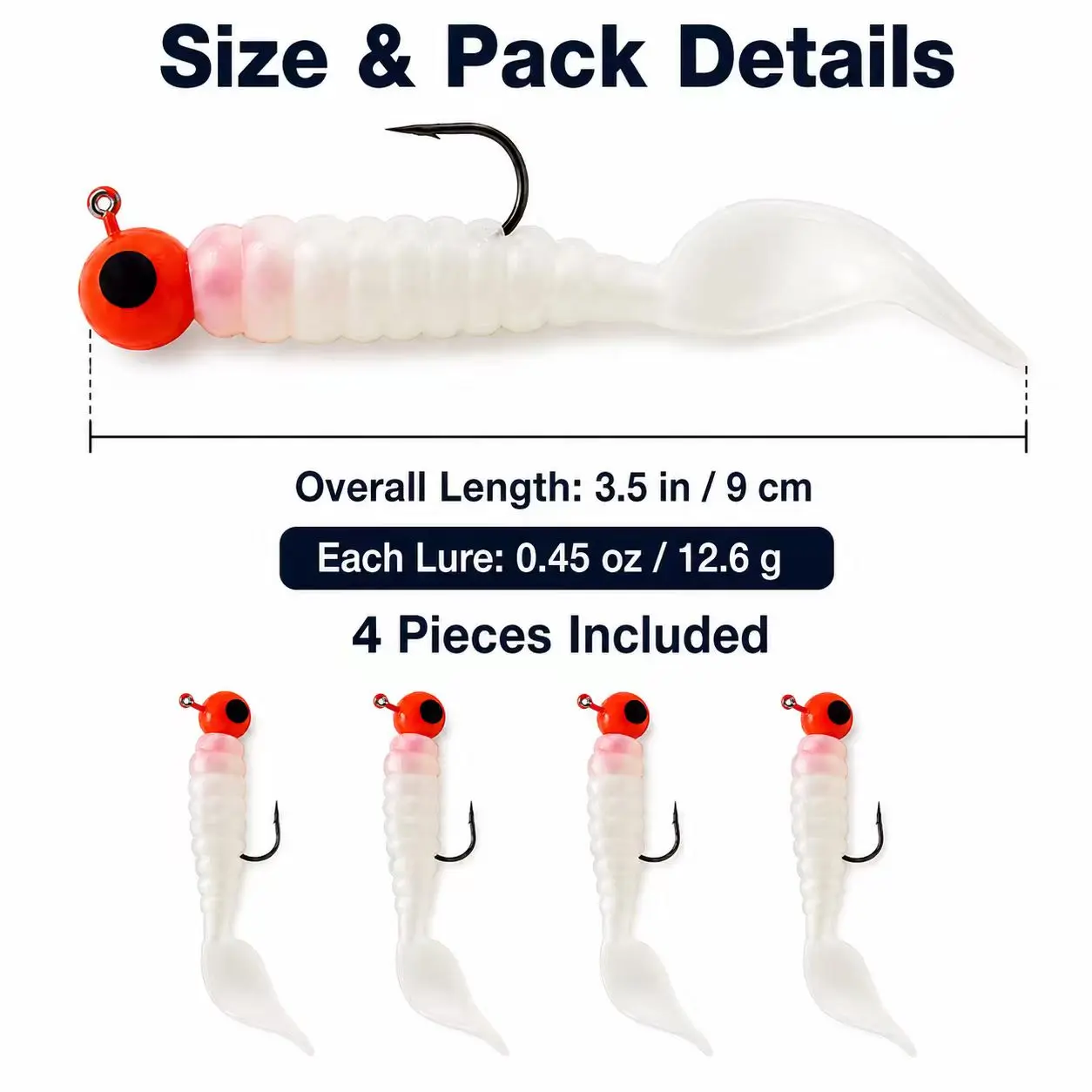 4PCS Realistic Soft Fishing Lures with Jig Head Hooks, Lifelike Swimming Action, Fishing Equipment for Bass, Trout Tackle Kit box ready