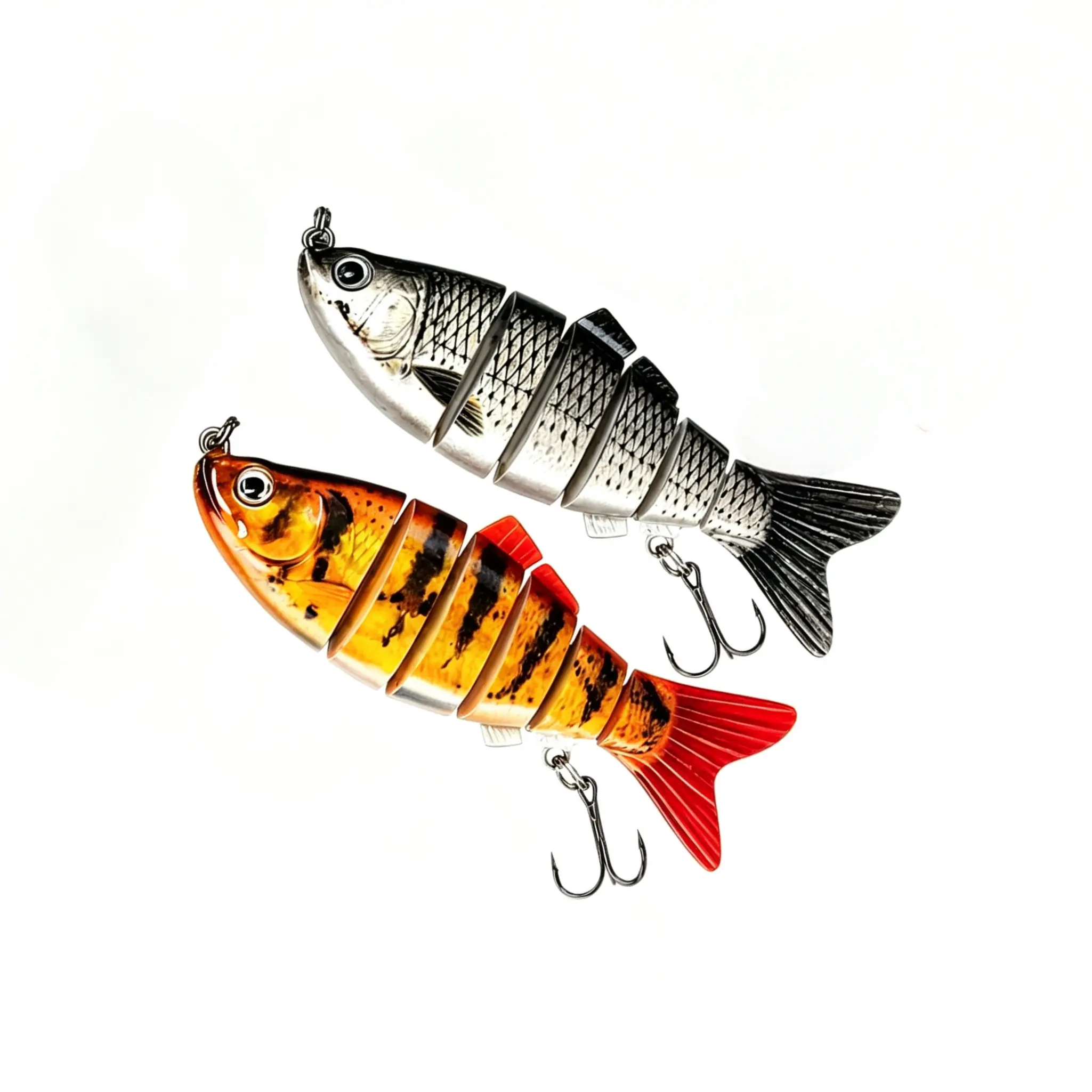 7-Segment Slow-Sinking Hard Fishing Lures, 2/4-Pack Jointed Swimbaits for Freshwater, Saltwater Fishing