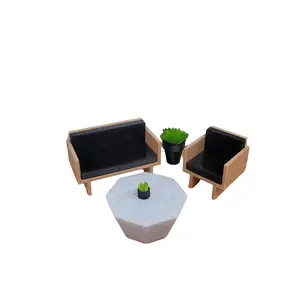 1:24 Scale Miniature Living Room Set Includes Couch, Armchair and Coffee Table