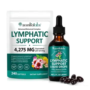 [The Ultimate Duo] Acentiallabs Lymphatic Support Complex - 4275MG Softgels & 21-in-1 Liquid Drops Set - Natural Detox, Immune Boost & Fluid Balance - 240 Softgels + 2oz Drops