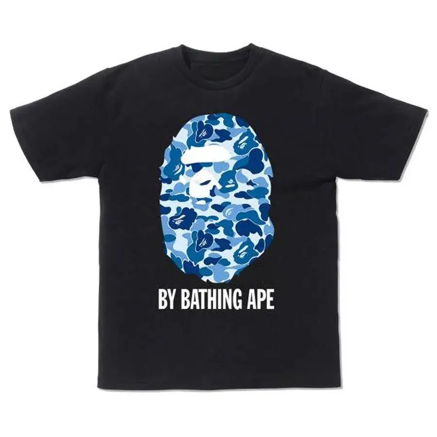 HOT Blue Ape Camo Tee Short Sleeve Crew Neck Casual Summer T-Shirt with Iconic Ape Head Design and Plaid Pattern