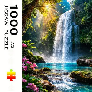 1000 Piece Waterfall Theme Puzzle, Creative Puzzle, Adult Family Interactive DIY Decor, Holiday Scene, Mixed Colors, Perfect Gift, Durable Puzzle