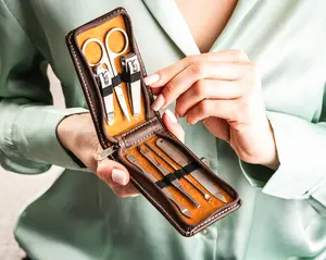 Personalized Manicure Set, Custom Manicure Organizer,  Perfect Gift for Her or Him, Luxury Nail Care Kit, Nail Care, Grooming Set, Leather Beauty Case, Manicure Gift Set, Personalized Engraved Leather Manicure Organizer