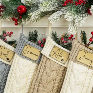 2024 Christmas Stockings With Namefamily Christmas Stockings holiday Stocking engraved Knitted Christmas Stocking christmas Gifts Decor
