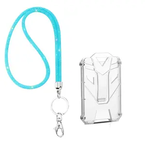 Rhinestone Decor Lanyard with Clear ID Card Holder, 1 Count Glitter Lanyard Keychain, Identification Badges Supplies for Women & Girls