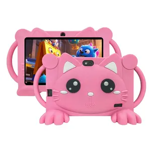 Cute Cat Design Tablet, 7 Inch Android Tablet with Parental Control & Dual Camera, Shockproof Protective Case Tablet, Educational Tablet for Game & Learning Use