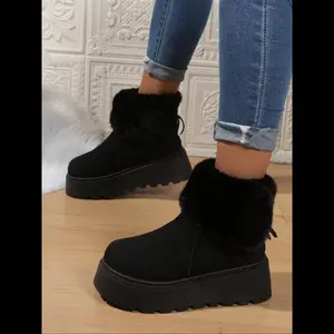 Women's Winter New Style Short Boots, Thickened Warm Fleece Lining Fashion Booties, Outdoor & Home Use Snow Boots Footwear Walking Shoes