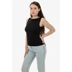 43045 - Baby Rib Sleeveless Boatneck Top
