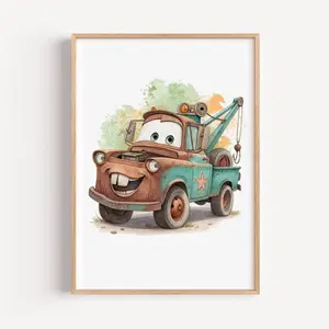 [Sale Off Up To 50%] [ No Frame ] Lightning McQueen & Mater, Custom Boys Room, Nursery, Playroom Decor