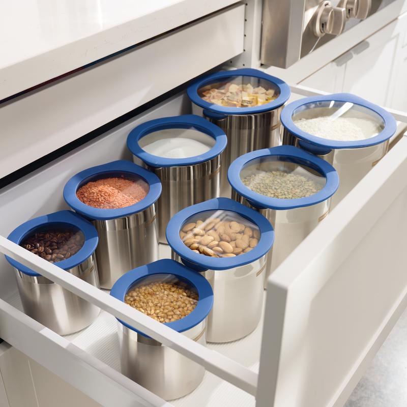 4 Piece Stainless Steel Canister Set - Blue