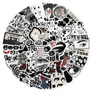 Millennial Cyber Sticker Pack 50pcs - Neon Graffiti Labels for Guitars, Tech Gear & Scrapbooking (Retro-Futuristic Designs) DIY Sticker