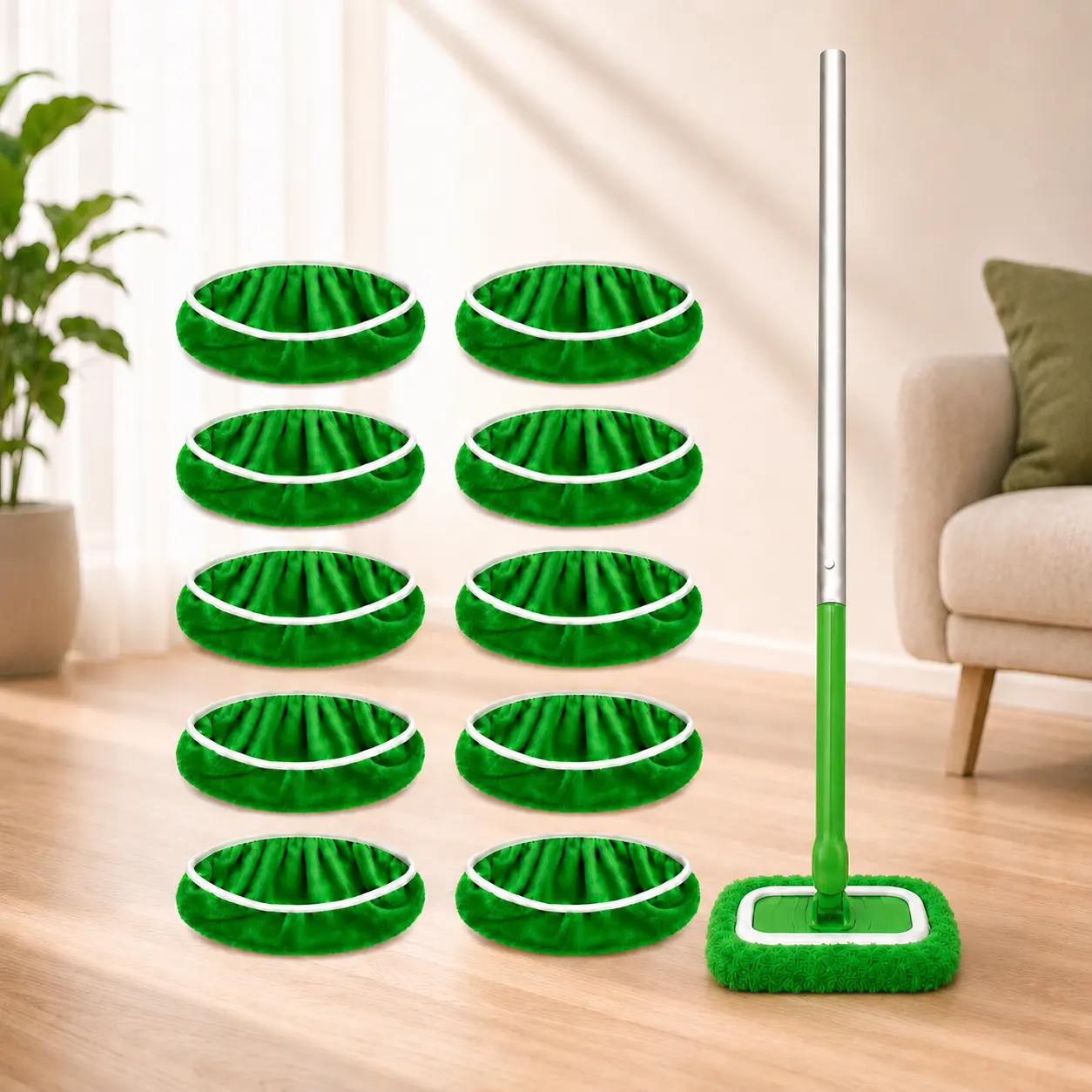 10Pcs Reusable Microfiber Mop Pads ("10×4.5 Inch"&”17×5Inch“), Washable Replacement Swiffer Mop Cover, Multi-purpose Replacement Pads for Hardwood Flat Floor Cleaning