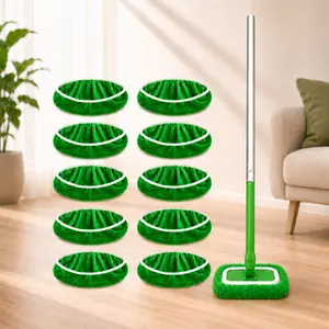 10Pcs Reusable Microfiber Mop Pads (10×4.5 Inch), Washable Replacement Swiffer Mop Cover, Multi-purpose Replacement Pads for Hardwood Flat Floor Cleaning