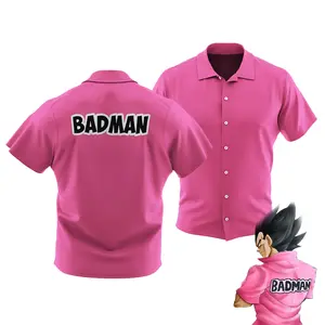 Vegeta Badman Shirt Badman Pink Button Up Hawaiian Shirt