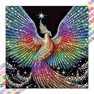 1 DIY Diamond Painting Set, 5D Diamond Art Set, DIY Decoration, Colorful Phoenix Diamond Painting Set Full Round Drill, Mosaic, Diamond Art, DIY Art Home Decoration, Suitable for Christmas.