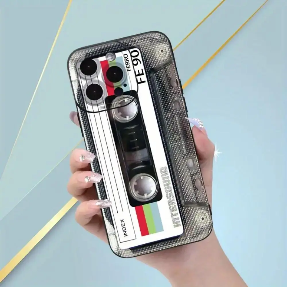 Vintage Tape Pattern Phone Case, Full Body Protect Decorative Phone Protector Cover, Phone Accessories Compatible with iPhone 11 12 13 14 Series