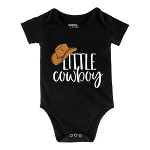 Little Cowboy Print Bodysuit, Casual Short Sleeve Romper, Baby  Outdoor ClothingB1108-052