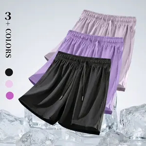 Women’s solid-color athletic shorts, 3-pack; available in multiple colors; quick-drying, breathable, and comfortable; made from nylon fabric combined with ice silk material, which helps keep them dry quickly. Suitable for women to wear—ideal for indoor ac