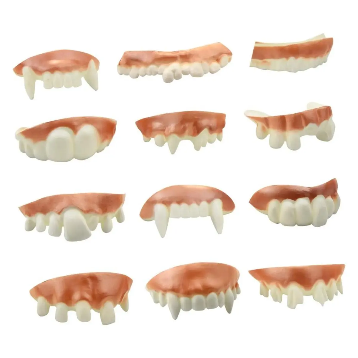 Halloween Fake Teeth Set – 12PCS Funny Gag Vampire Dentures Costume Accessories