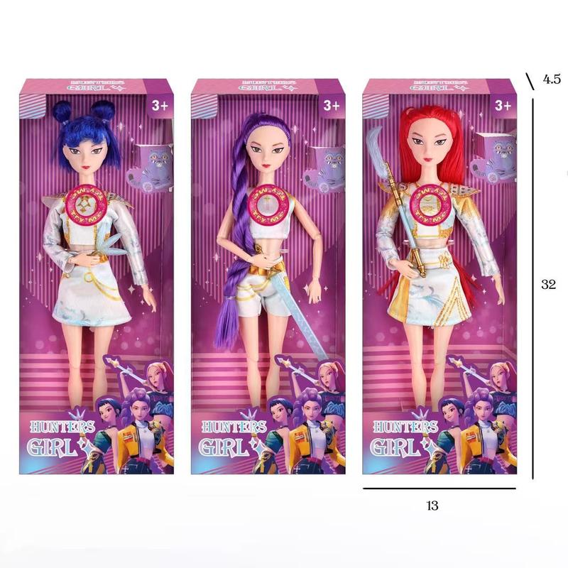 [Play Theme Song] New K-POP Anime Action Figure Dolls Set | 11.5 inches 12 Joint Movable Anime | Anime Inspired Dolls | Gift for Kids & Desk Display