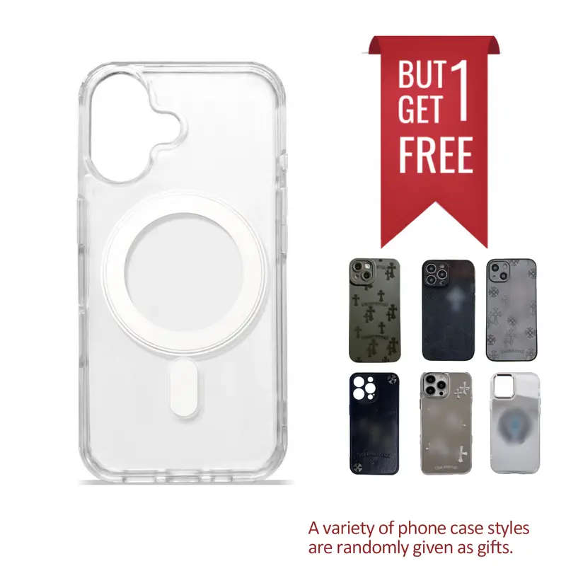 Magnetic Silicone Slim-Fit Transparent Smartphone Cover - Buy 1 Get 1 Free Multi-Model Accessory with Comfortable Grip for iPhone 13,14,15,16,16 Pro,16 ProMax