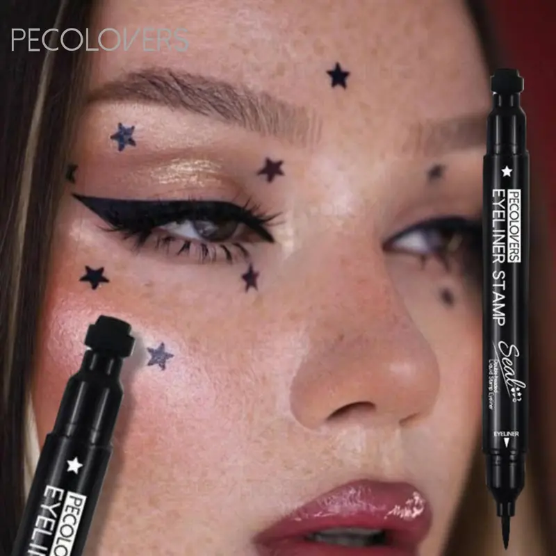 Dual-tip Stamp Eyeliner,Shapes with Star, Heart, Flower, Butterfly Stamps for Creative Makeup Styles, Eye Makeup Product, Liquid Eyeliner Pen