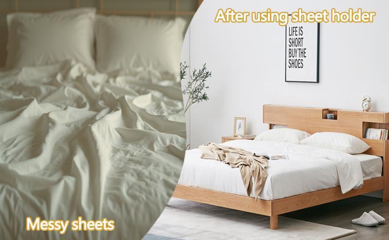 Lock Sheet Holders Set of 4, HeavyDuty Bed Sheet Holders with Straps, Keep Sheets Firm &Tight,Corner Fitted for All Mattress Sizes Bedsheet Clip Durable BeddingAccessories/ Lock Sheet Holders Keep Sheets Tight Heavy Duty Bed Sheet Holder Bed Garter