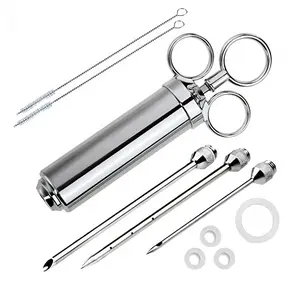 FixtureDisplays® Meat Injector Syringe BBQ Injection Kit for Smoking, Grilling, 3 Needles for Injection of Seasoning 16832-NF
