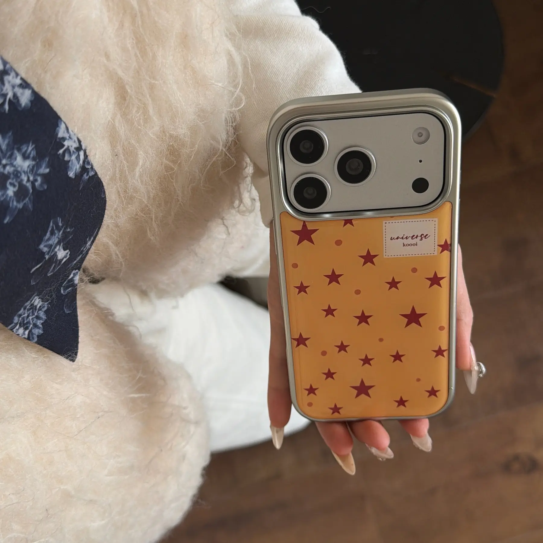 Silver Edge Gel Case for iPhone 17 Pro Max, Turmeric Star Phone Case for Women, Fashionable Minimalist Unique Phone Case, Cover