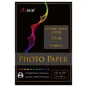 A-SUB Premium Photo Paper Luster 13x19 Inch 66lb for Inkjet Printers 50 Sheets, Single Sided