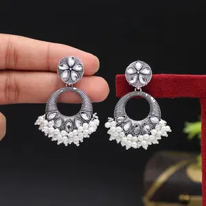 White Color Oxidized Earrings