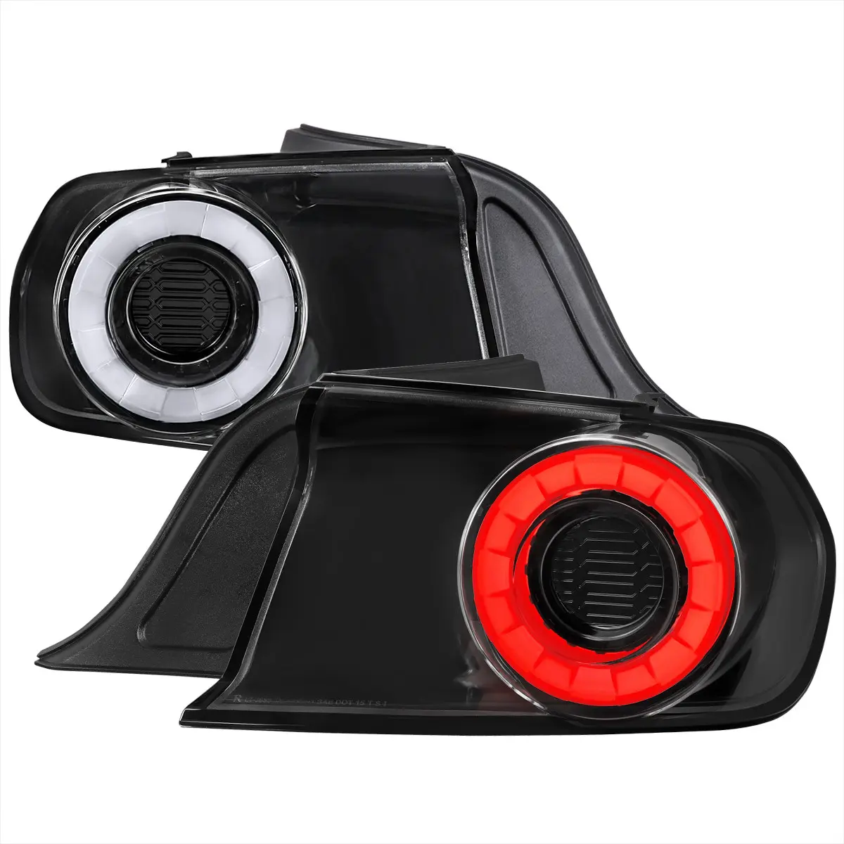 2015-2022 Ford Mustang Coupe/Convertible White LED Bar Tail Lights (Glossy Black Housing/Clear Lens)
