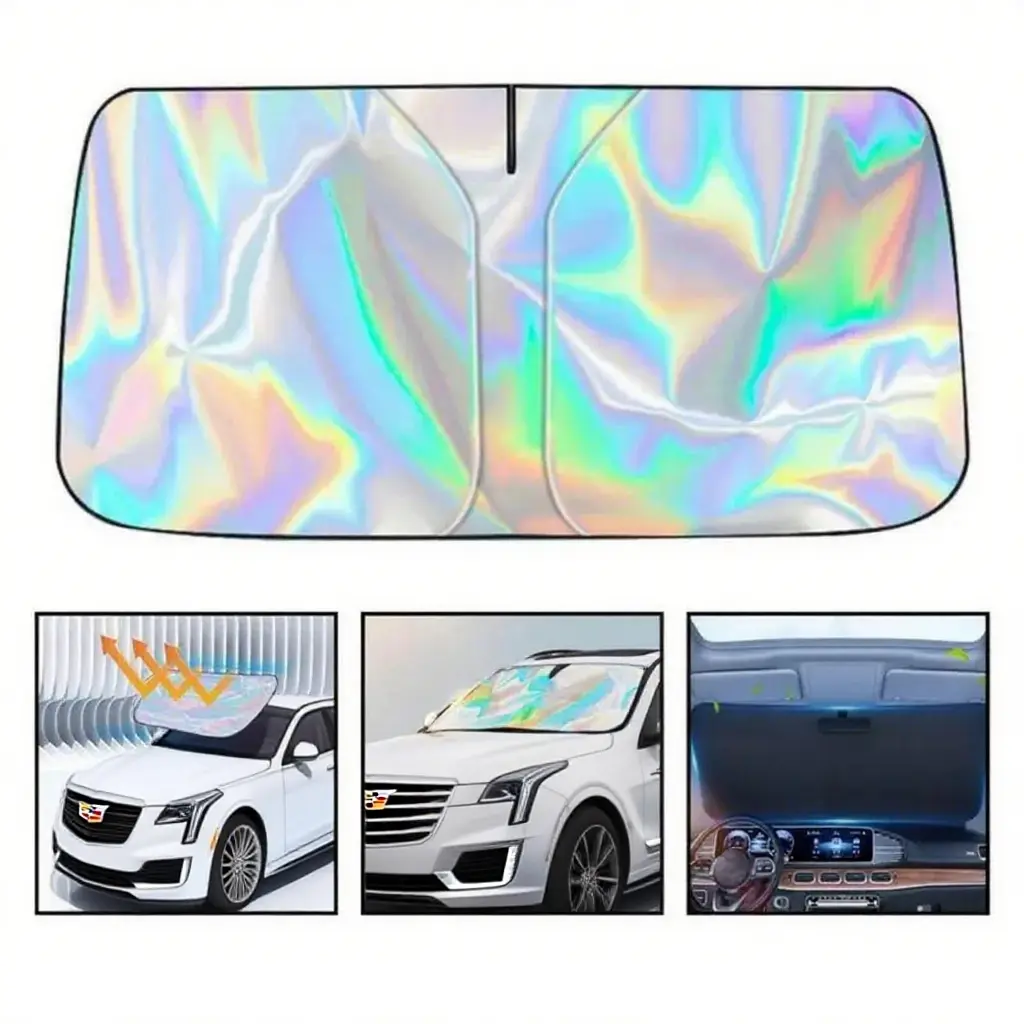HYRORA Car Windshield Sunshade, Double-Layer 2X Heat Blocking Sun Visor Blocks 99% Heat & UV Rays, Foldable Universal Automotive Sun Shade Keeps Vehicle Interior Cool, Fits Cars, SUVs & Trucks, Medium 57 x 31.5 in Summer Car Accessories