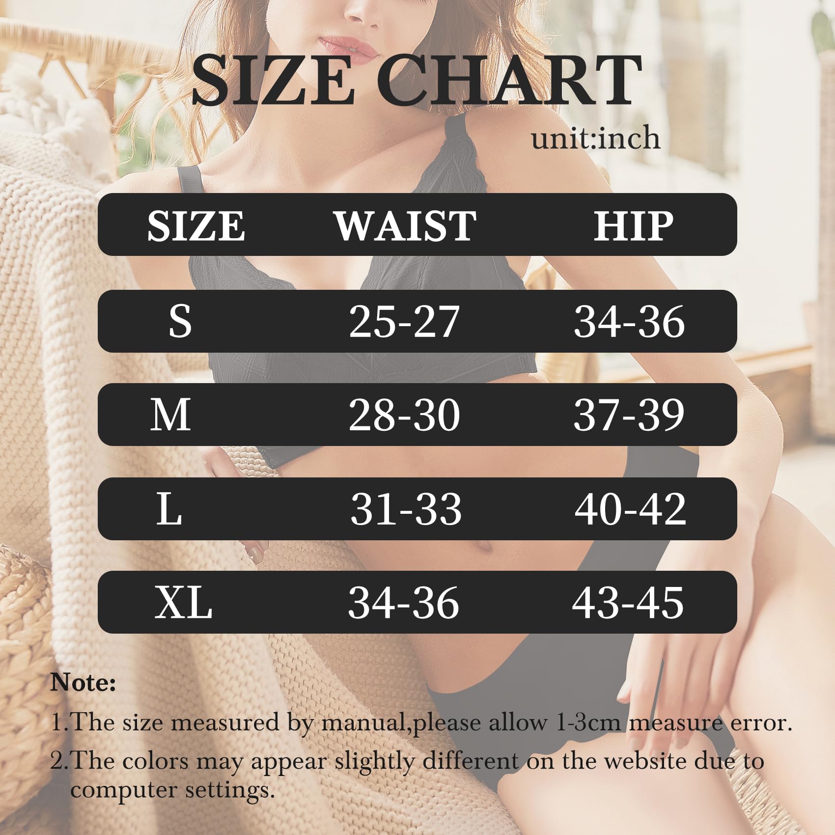 Seamless Briefs Underwear for Women Ice Silk Fabric Feel  Bikini Breathable Hipster Wavy Sides Invisibles Panties 7 Pack S-XL Comfortable Womenswear Anniversary Gifts Compression Everyday