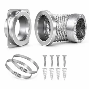 DVC-180 Magnetic Dryer Vent Coupling Connector Kit Easy To Clean Quick Connector Including A 3.3ft 4" Duct And Two Clamps