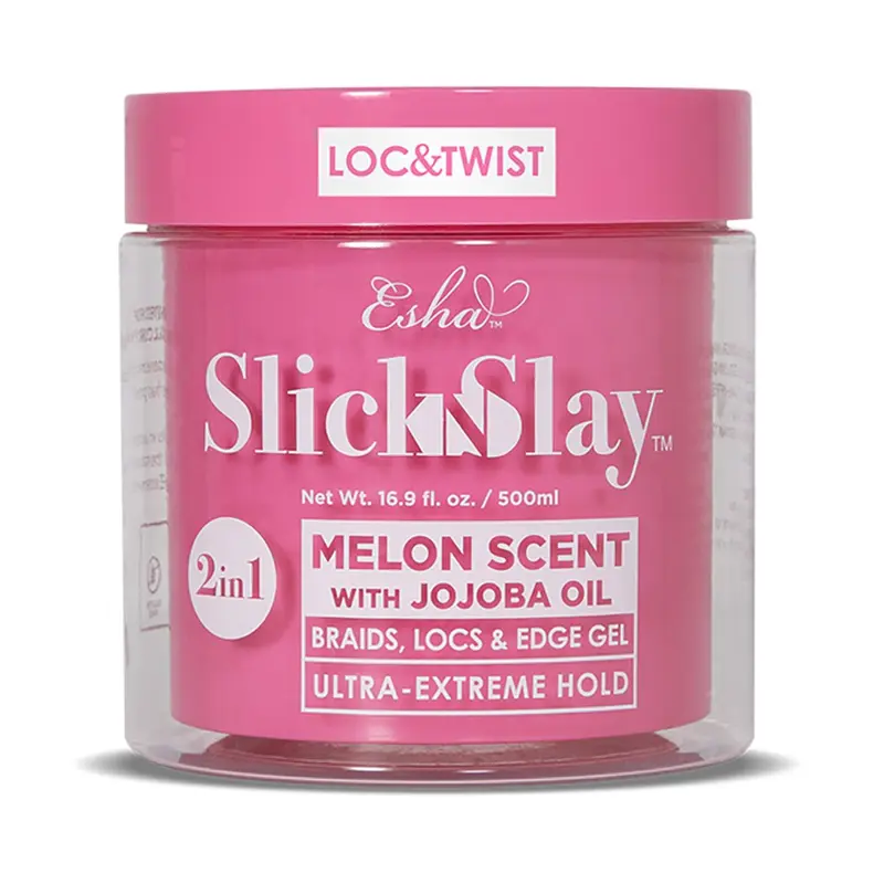 Esha Slick N Slay 2-IN-1 Braiding Gel & Edge Control with Jojoba Oil - Extra Strong Hold, Long Lasting Gel, Fragranced Hair Product for Afro Curly Natural Hair Loc Twisting & Slick Back Styles, Scalp-Gentle