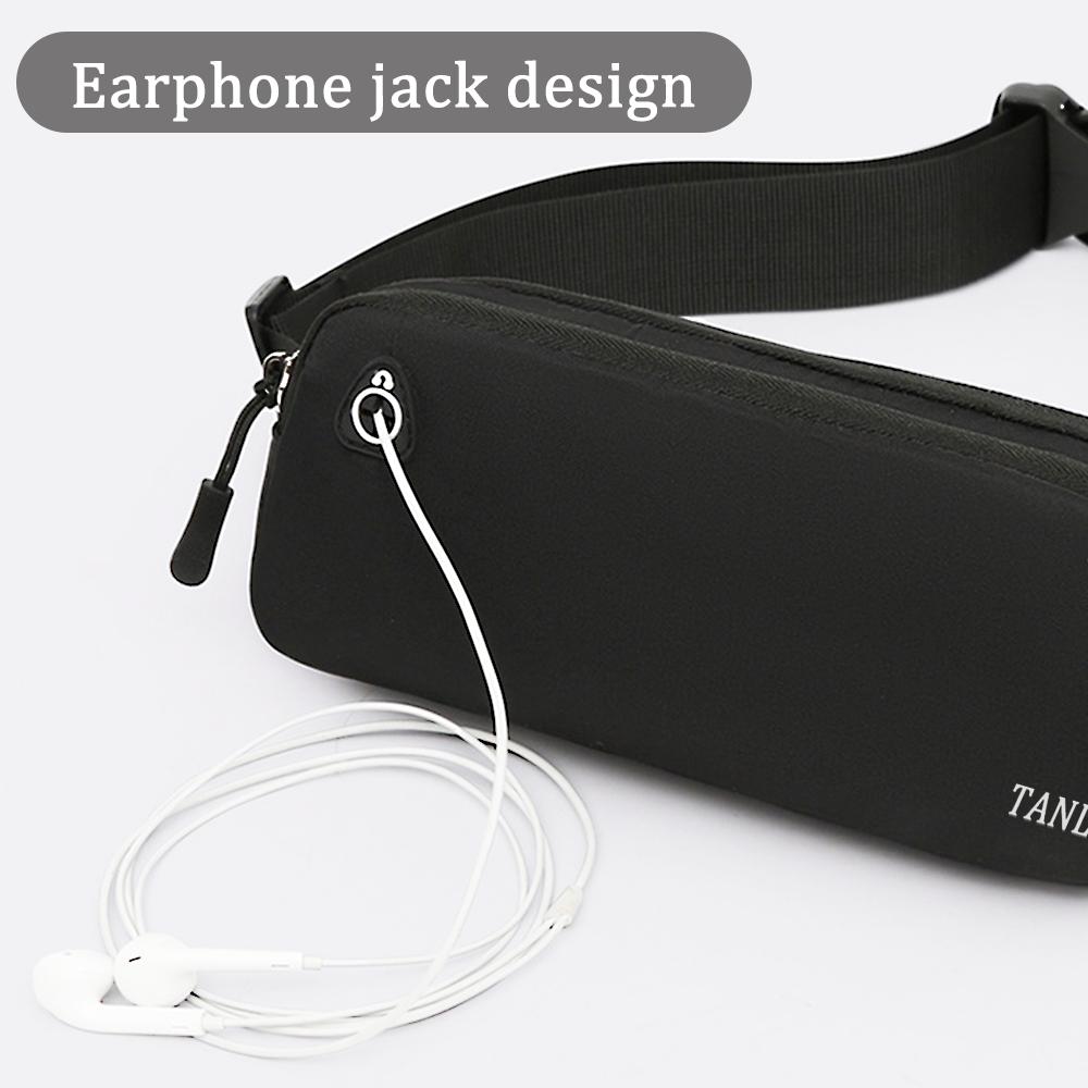 Unisex Fanny Pack Waist Bag with Headphone Hole, IPX4 Water Resistant Double Layer Crossbody Belt Bag for Running Hiking Travel Workout, Adjustable Strap Large Capacity Bumbag for Men Women