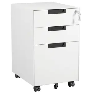 Letaya 3 Drawer Mobile File Cabinet with Lock,Under Desk Metal Small Filing Cabinets for Home Office Organizer Letters/Legal/A4(Fully Assembled Except Wheels-White) n) mobile lateral filing cabinet Furniture Organization
