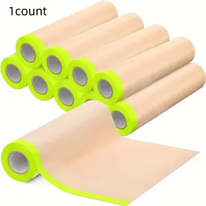 Pre-taped Masking Paper Roll, Strong Adhesive Backing Masking Paper Roll, Automotive Painters Paper for Paint Masking Projects