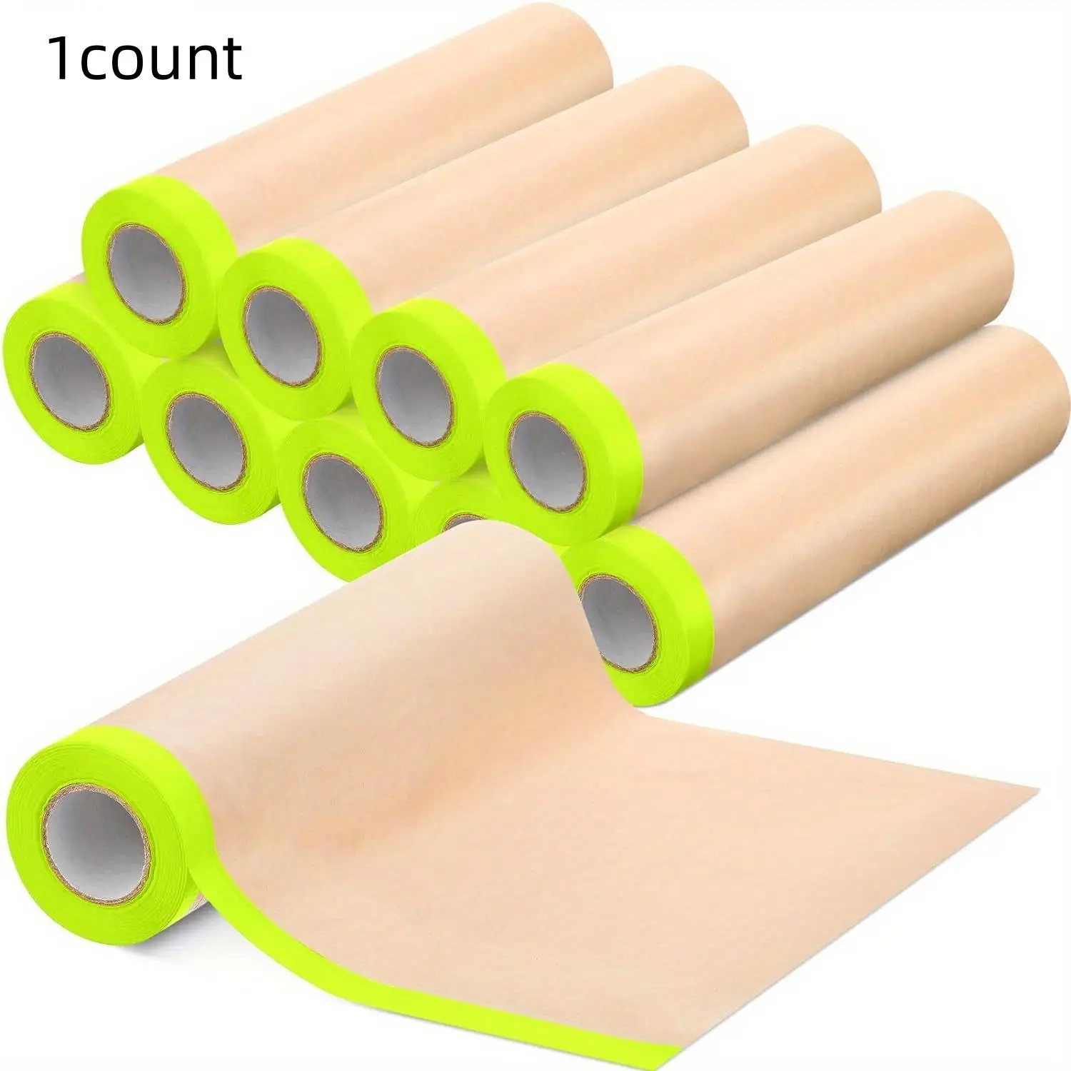 Pre-taped Masking Paper Roll, Strong Adhesive Backing Masking Paper Roll, Automotive Painters Paper for Paint Masking Projects