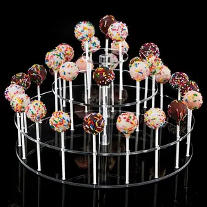 Cake Pop Display Stand, 30 Hole Cake Pop Holder , 3 Tiered Lollipop Holder for Weddings, Birthday Parties, Anniversaries Gift, Halloween, Christmas Candy Decorative