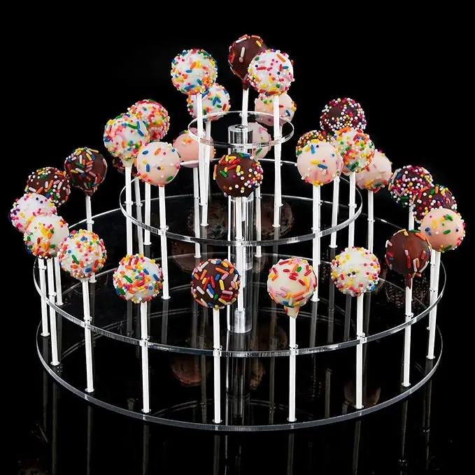 Acrylic 3-Tier Detachable Durable Cake Pop Display Stand - 30-Hole Lollipop Stick Holder for Weddings, Bake Sales (Home, Festive & Party Supplies, Cake Decorations)